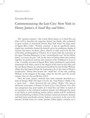 New York in Henry James's a Small Boy and Others
