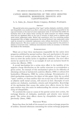 Cation Sieve Properties of the Opei{ Zeolites Chabazite