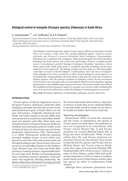 Biological Control of Mesquite (Prosopis Species) (Fabaceae) in South Africa