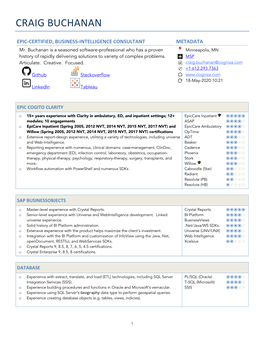 Craig Buchanan's Résumé