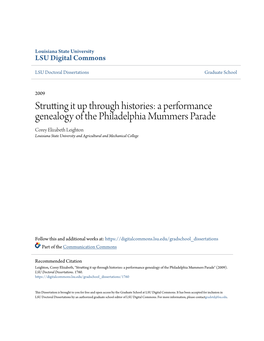 A Performance Genealogy of the Philadelphia Mummers Parade Corey Elizabeth Leighton Louisiana State University and Agricultural and Mechanical College