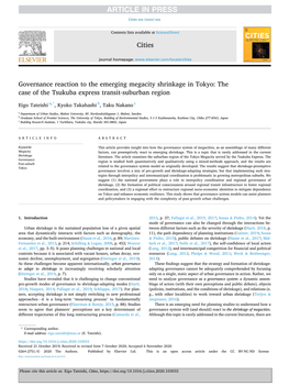 Governance Reaction to the Emerging Megacity Shrinkage in Tokyo: the Case of the Tsukuba Express Transit-Suburban Region