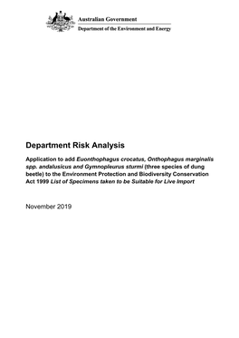 Department Risk Analysis Application to Add Euonthophagus Crocatus