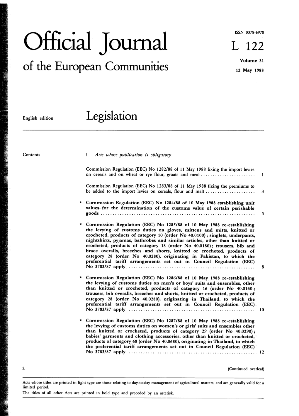 Of the European Communities 12 May 1988