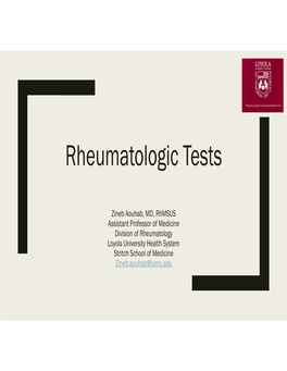 Rheumatologic Tests
