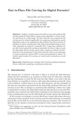 Fast In-Place File Carving for Digital Forensics