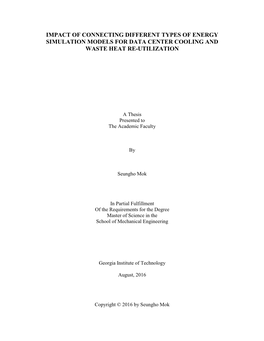 Impact of Connecting Different Types of Energy Simulation Models for Data Center Cooling and Waste Heat Re-Utilization