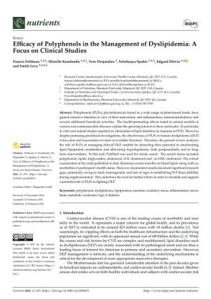 Efficacy of Polyphenols in the Management of Dyslipidemia