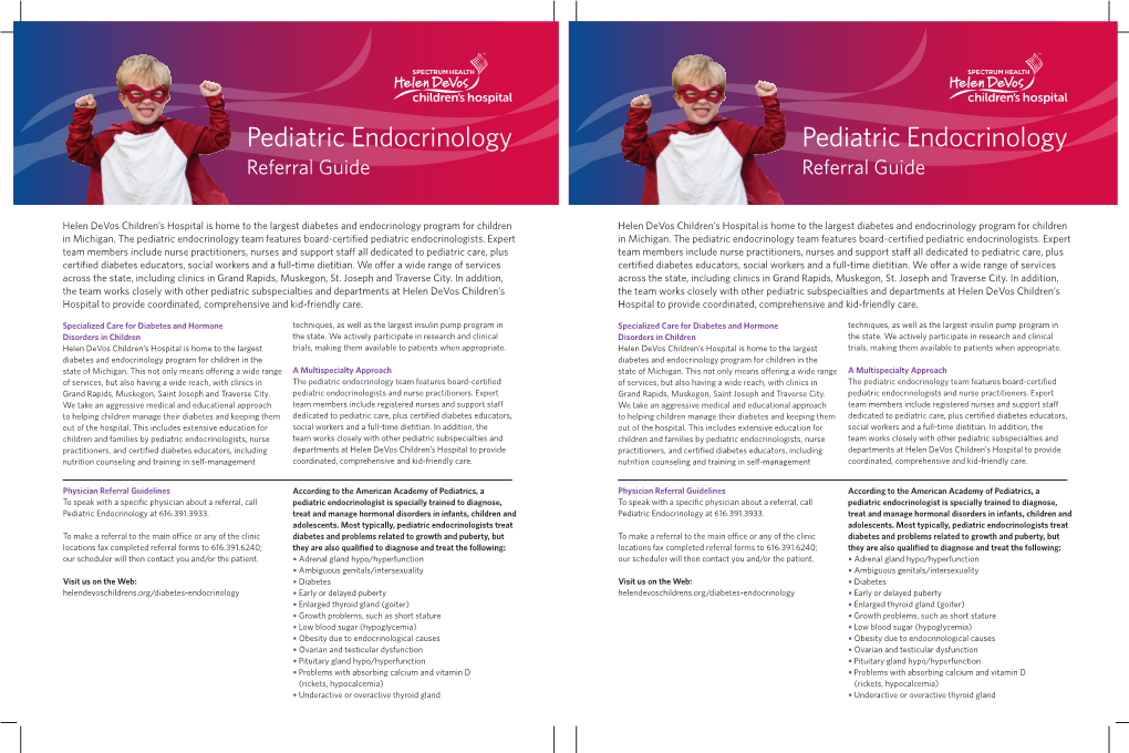 Pediatric Endocrinology Pediatric Endocrinology Referral Guide Referral Guide