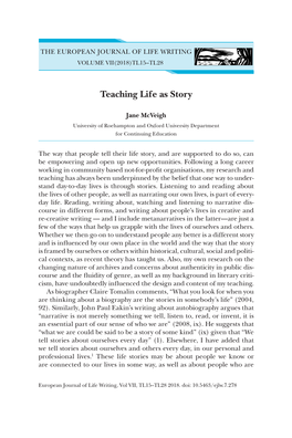 Teaching Life As Story