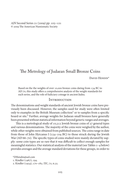 Hendin, David. “The Metrology of Judaean Small Bronze Coins.”