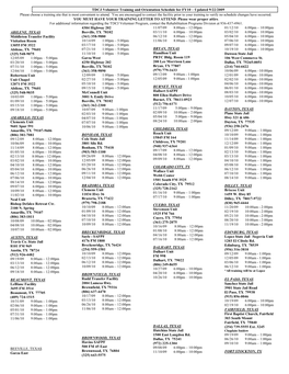 TDCJ Volunteer Training and Orientation Schedule for FY10 – Updated 9/22/2009 Please Choose a Training Site That Is Most Convenient to Attend