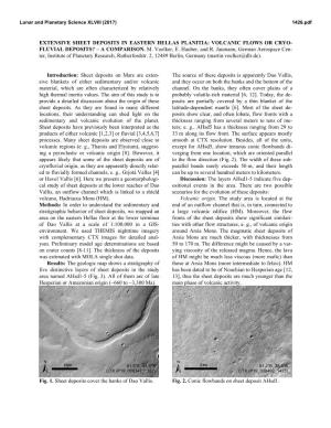 Extensive Sheet Deposits in Eastern Hellas Planitia: Volcanic Flows Or Cryo- Fluvial Deposits? – a Comparison