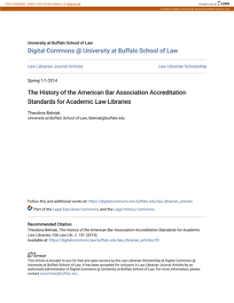 The History of the American Bar Association Accreditation Standards for Academic Law Libraries
