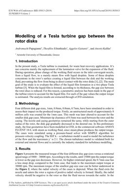Modelling of a Tesla Turbine Gap Between the Rotor Disks