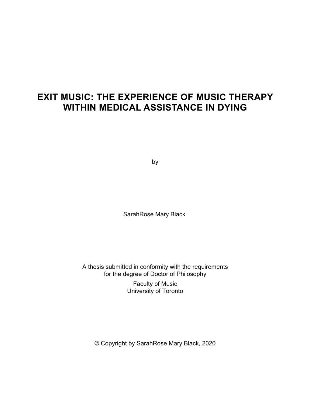 The Experience of Music Therapy Within Medical Assistance in Dying