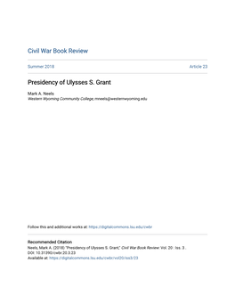 Civil War Book Review Presidency of Ulysses S. Grant