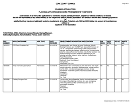 Report Weekly Lists Planning Application Received