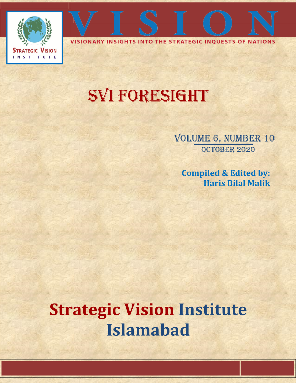 SVI Foresight Strategic Vision Institute Islamabad