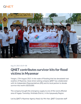 QNET Contributes Survivor Kits for Flood Victims in Myanmar