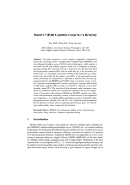Massive MIMO Cognitive Cooperative Relaying