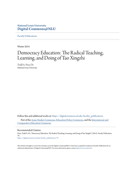 Democracy Education: the Radical Teaching, Learning, and Doing of Tao Xingzhi Todd A