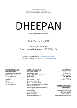 DHEEPAN Un Film De / a Film by Jacques Audiard