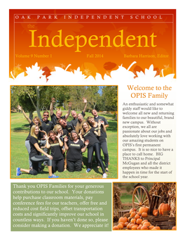 2014/2015 Fall Newsletter