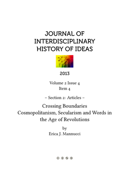 Crossing Boundaries Cosmopolitanism, Secularism and Words in the Age of Revolutions by Erica J