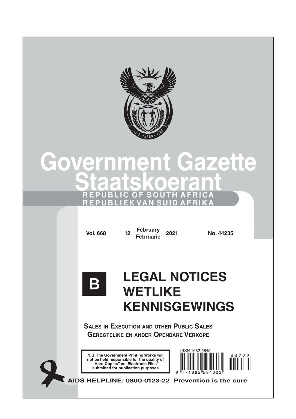 Government Gazette Staatskoerant REPUBLIC of SOUTH AFRICA REPUBLIEK VAN SUID AFRIKA