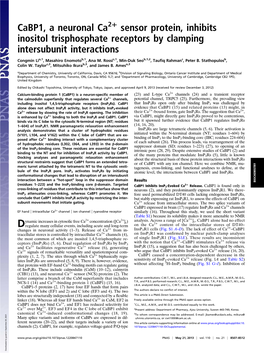 Cabp1, a Neuronal Ca2+ Sensor Protein, Inhibits Inositol