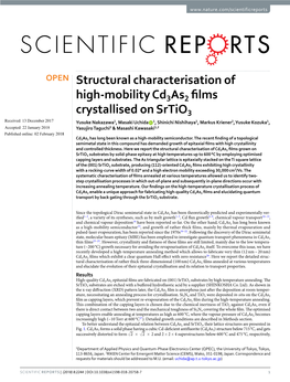 Structural Characterisation of High-Mobility Cd3as2 Films
