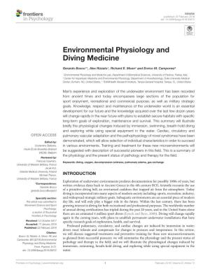 Environmental Physiology and Diving Medicine