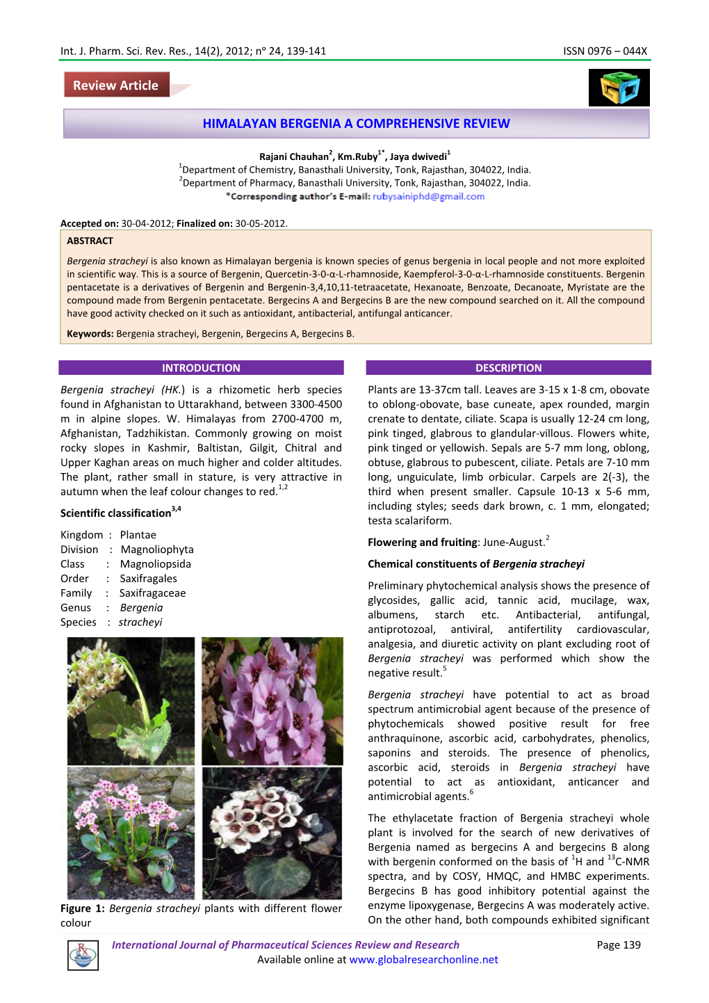 Himalayan Bergenia a Comprehensive Review