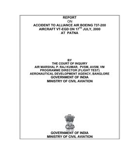 Report on Accident to Alliance Air Boeing 737-200 Aircraft Vt-Egd on 17Th July, 2000 at Patna