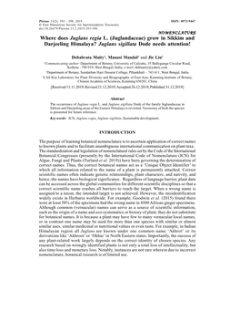 018 Occurrence of Juglans Regia Vs Juglans Sigillata In