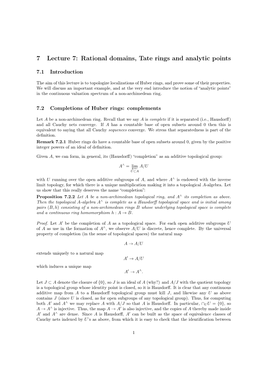 7 Lecture 7: Rational Domains, Tate Rings and Analytic Points