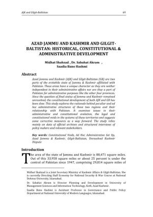 Azad Jammu and Kashmir and Gilgit Baltistan