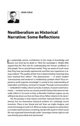 Neoliberalism As Historical Narrative: Some Reflections, by Josh Cole