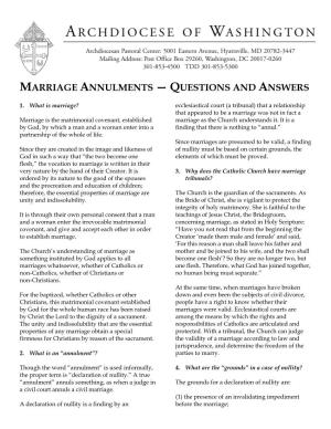 Marriage Annulments — Questions and Answers