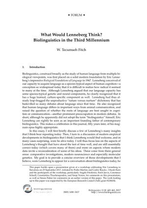 What Would Lenneberg Think? Biolinguistics in the Third Millennium