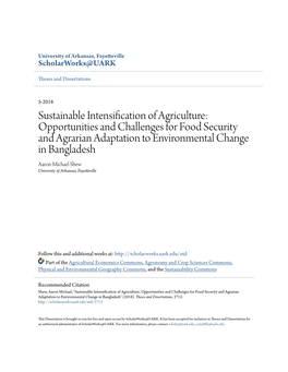 Sustainable Intensification of Agriculture