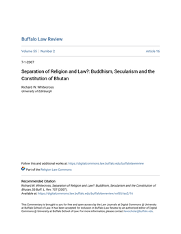 Buddhism, Secularism and the Constitution of Bhutan