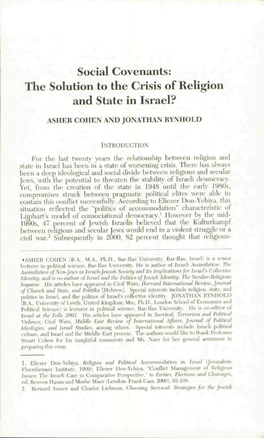 Social Covenants: the Solution to the Crisis of Religion and State in Israel?