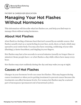 Managing Your Hot Flashes Without Hormones