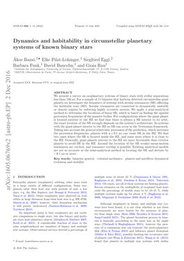Dynamics and Habitability in Circumstellar Planetary Systems Of