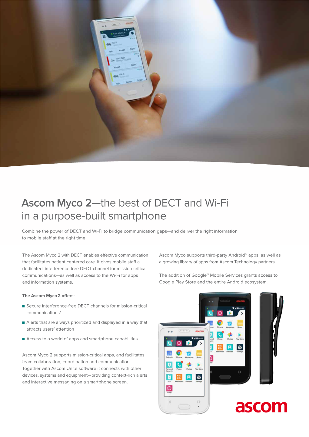 Ascom Myco 2—The Best of DECT and Wi-Fi in a Purpose-Built Smartphone