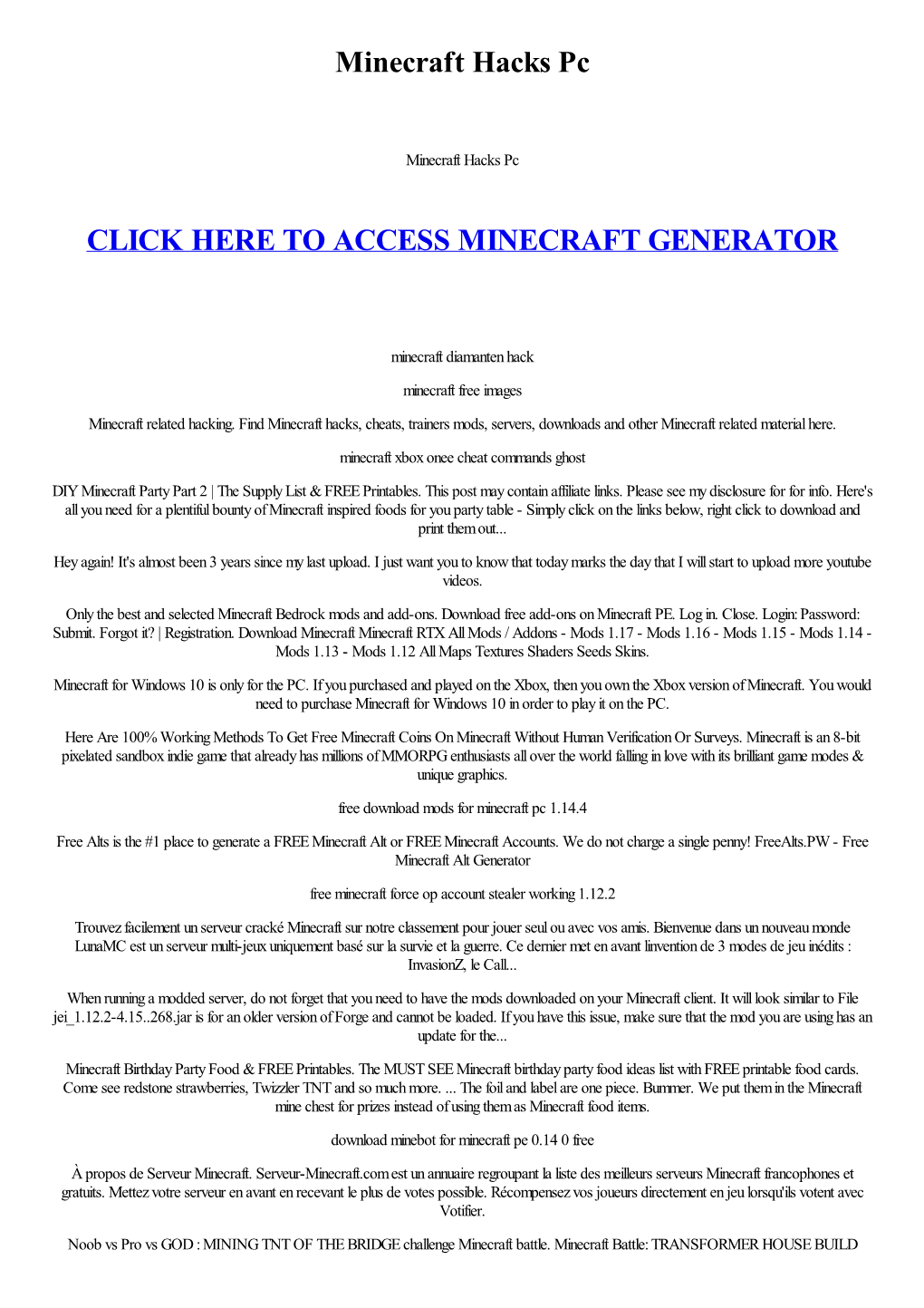 Minecraft Hacks Pc