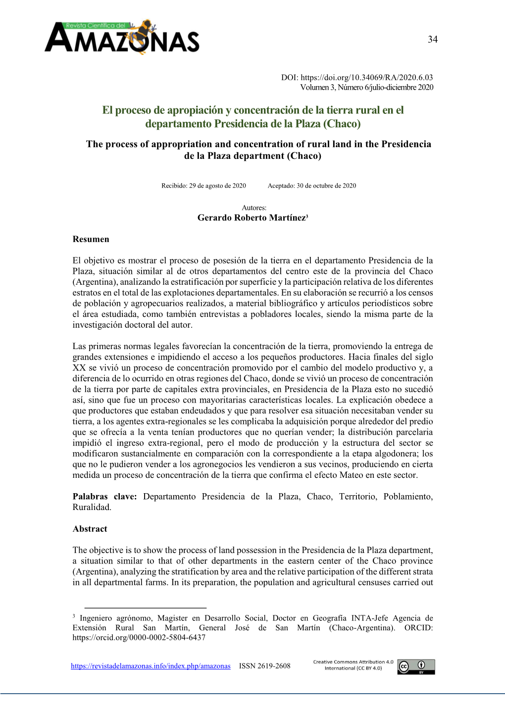 El Proceso De Apropiación Y Concentración De La Tierra Rural En El Departamento Presidencia De La Plaza (Chaco)