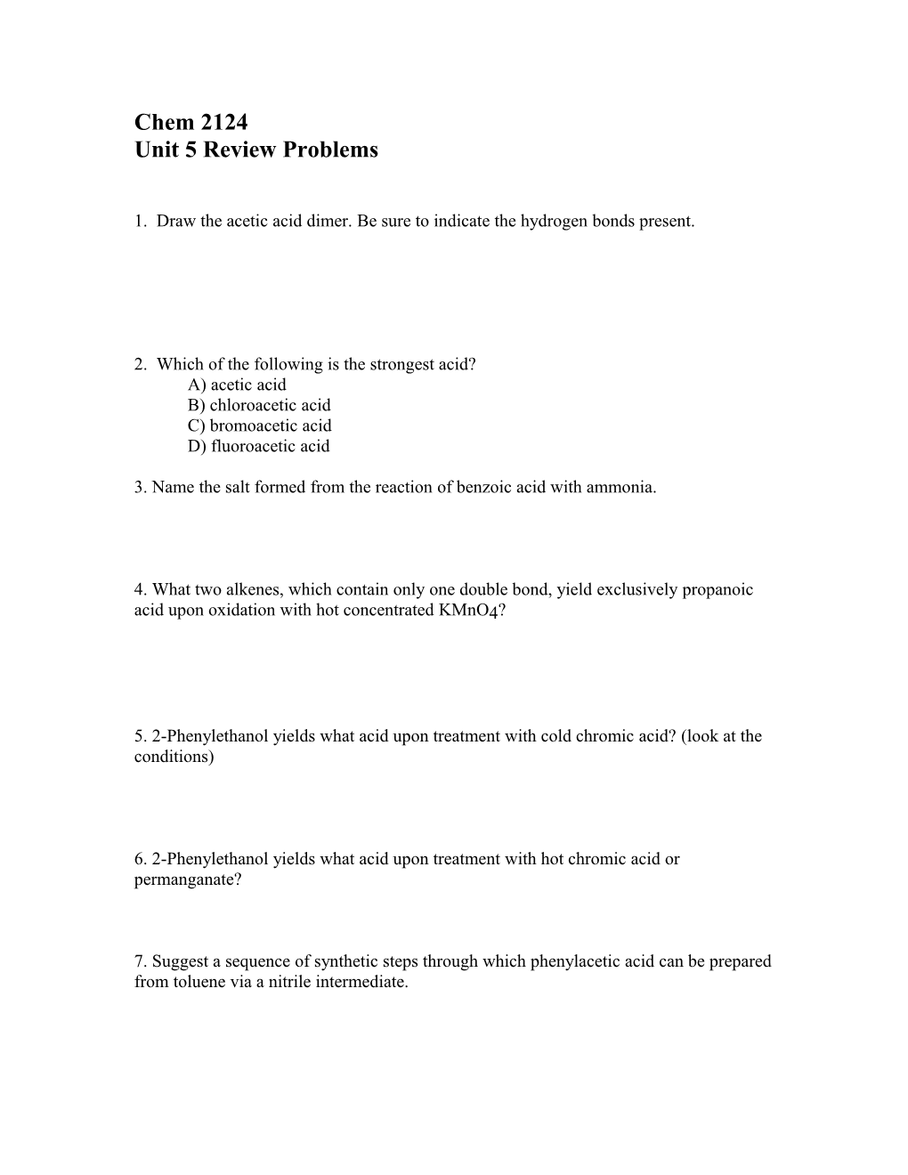 Unit 5 Review Problems